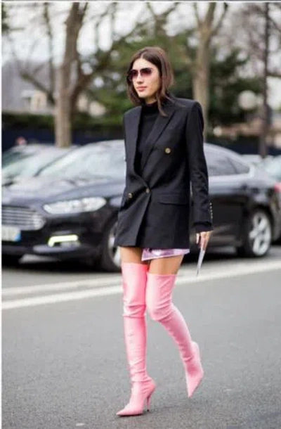 Pre-owned Balenciaga Final Price  Knife Over The Knee Socks Fluo Pink Boots Eu37 Us 7 $2190