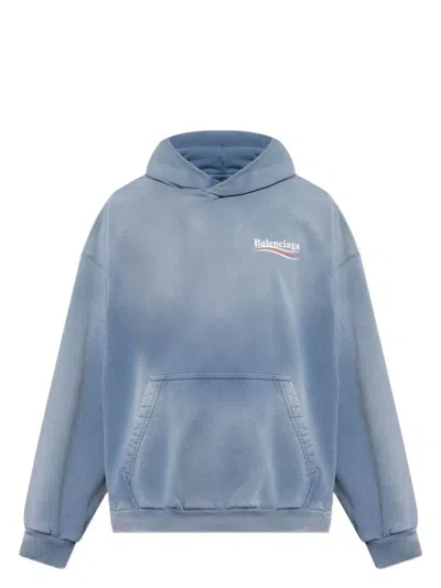 Balenciaga Medium Fit Hoodie In Blue