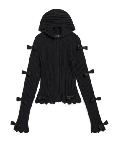 Balenciaga Long-sleeved Zip-up Cardigan In Black