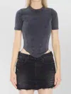 Balenciaga Washed Black Corset-style T-shirt In Gray