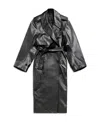 Balenciaga Notched-lapels Leather Trench Coat In Black