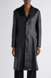 Balenciaga Button-fastening Leather Coat In Black