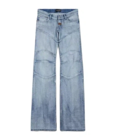 Balenciaga Faded Low-rise Straight Jeans In Blue