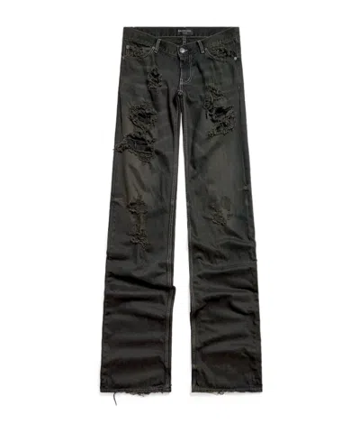 Balenciaga Fitted Low-waist Pants In Anthracite