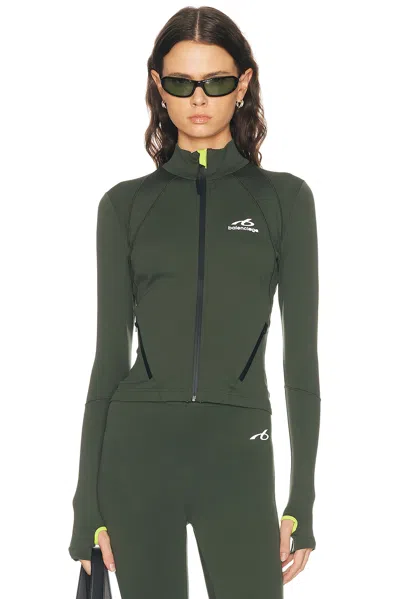 Balenciaga Fitted Zip-up Jacket In Khaki & Lime