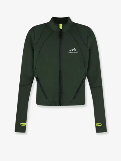 Balenciaga Fitted High Collar Zip Sweatshirt Jacket In Black