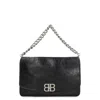 Balenciaga Small Leather Soft Flap Shoulder Bag In Black