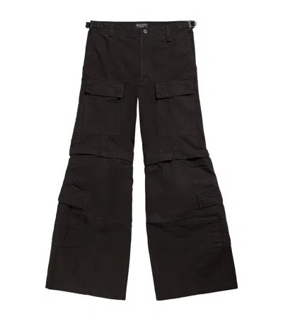 Balenciaga Wide-leg Cotton Cargo Trousers In Black