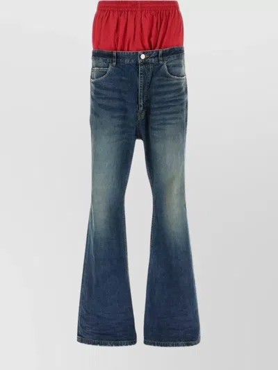 Balenciaga Flared Denim Trousers Faded Effect In Multi