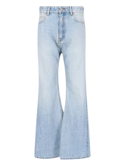 Balenciaga Flared Leg Jeans In Light Indigo