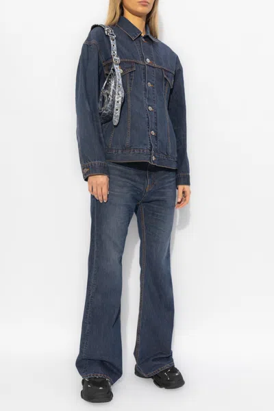 Balenciaga Flared Jeans In Navy Blue