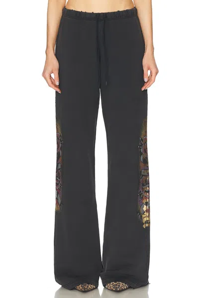 Balenciaga Flared Sweatpant In Washed Black