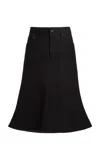 Balenciaga Flared Waxed Denim Midi Skirt In Black