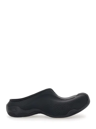 Balenciaga Flat Basketball Slip-on Mule With Perforated Tech Fabric In Black