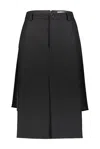 Balenciaga Flat Pencil Skirt With Front Panel In Black