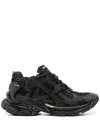 Balenciaga Futuristic Black Sneakers With Textured Overlays And Chunky Sole In Black