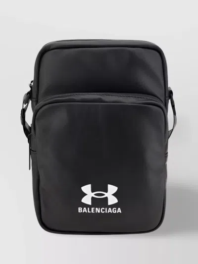 Balenciaga Flat Strap Leather Shoulder Bag Front Zipper