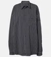 Balenciaga Flatground Stripe Cotton Poplin Button-up Shirt In Black