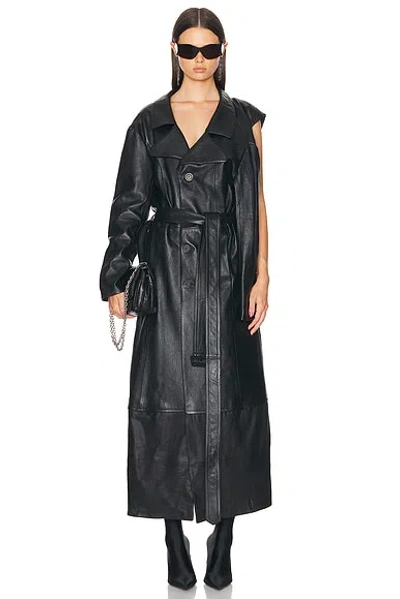Balenciaga Flatground Trench Coat In Black