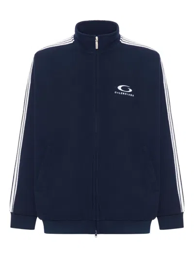 Balenciaga Men Loop Sports Icon Zip Jacket In Blue