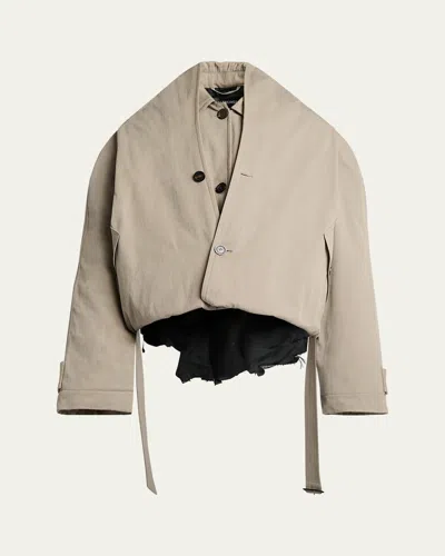 Balenciaga Flip Hooded Cotton-twill Belted Trench Coat
