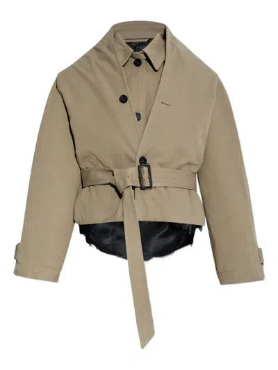 Balenciaga Flipped Hooded Trench In Neutral