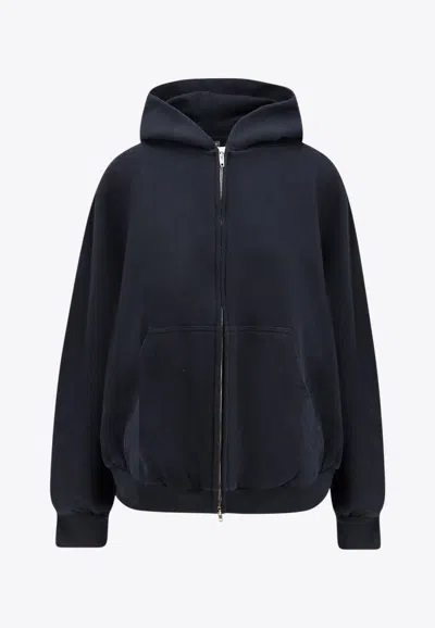 BALENCIAGA FLIPPED LOGO ZIP-UP HOODED SWEATSHIRT