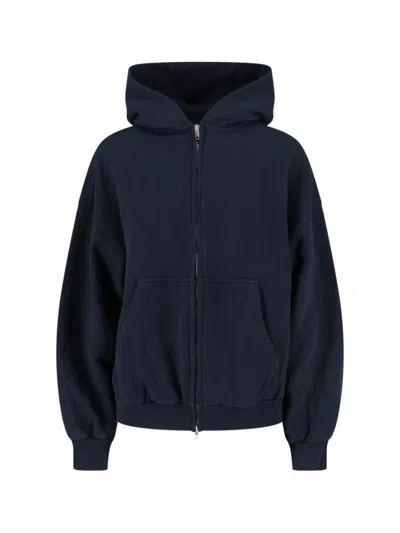 BALENCIAGA BALENCIAGA FLIPPED UNI BLACK ZIP HOODIE WITH BACK LOGO