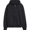 Balenciaga Flipped Uni Logo Embroidered Cotton Fleece Zip-up Hoodie In Black