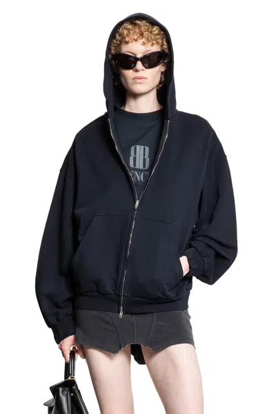 Balenciaga Flipped Uni Zip-up Hoodie Regular Fit In Blue