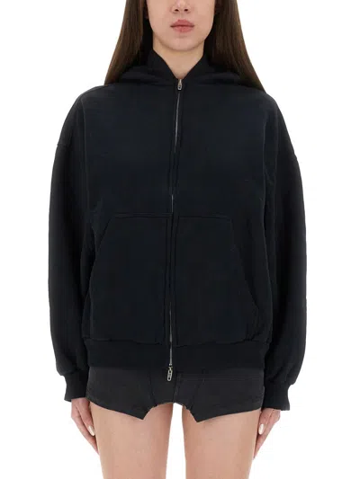 Balenciaga "flipped" Zippered Sweatshirt In Blue