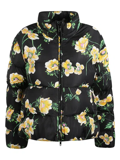 Balenciaga Floral Insulated Zip-up Jacket In Black