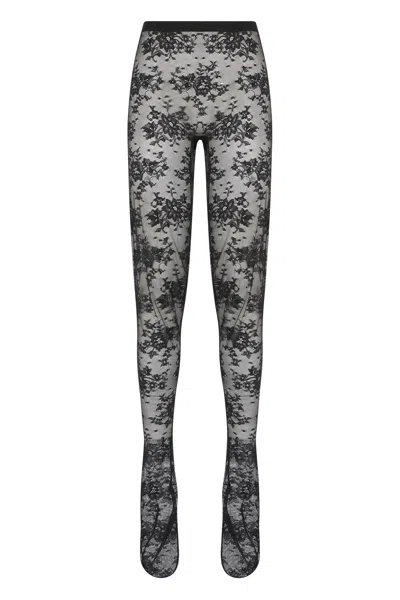 Balenciaga Lace Floral Stockings In Black