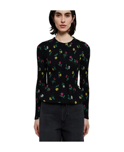 Balenciaga Floral Pattern Long-sleeved Top In Black
