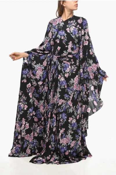 Balenciaga Floral Patterned Accordion Kimono Dress In Multi