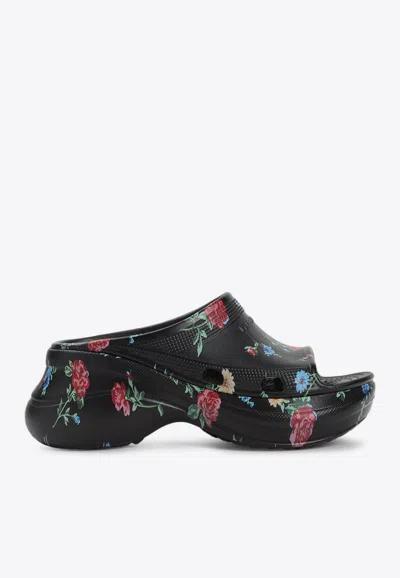 BALENCIAGA FLORAL POOL SLIDE SANDALS
