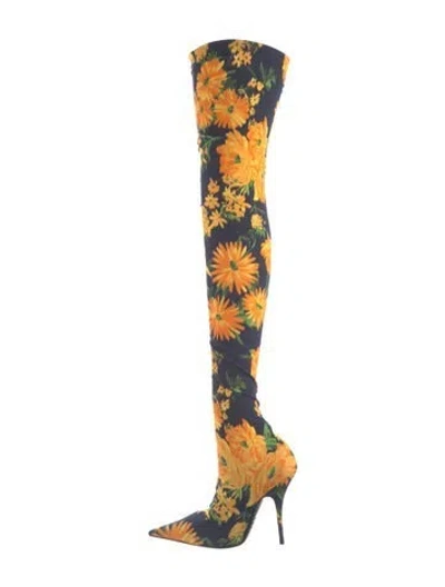 Pre-owned Balenciaga Floral Print Boots In Multi