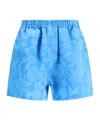 Balenciaga Floral-print Elastic-waist Shorts In Blue