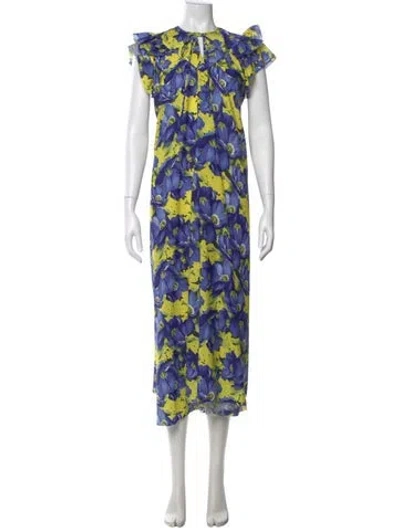Pre-owned Balenciaga Floral Print Long Dress