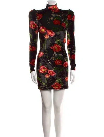 Pre-owned Balenciaga Floral Print Mini Dress In Black