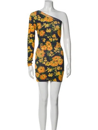 Pre-owned Balenciaga Floral Print Mini Dress In Blue