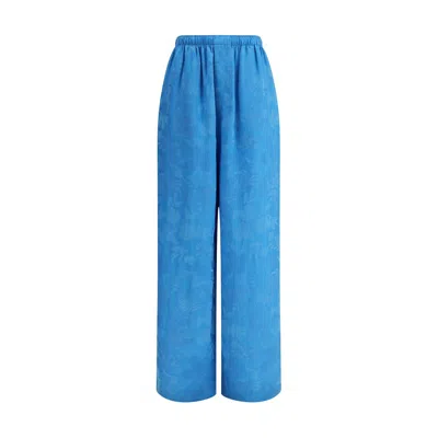 Balenciaga Floral-pattern Elasticated-waist Trousers In Blue