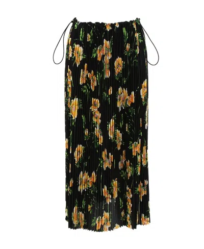 BALENCIAGA BALENCIAGA FLORAL PRINTED RUCHED WAIST SKIRT