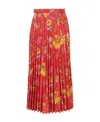 Balenciaga Floral-print Pleather Leather Skirt In Red