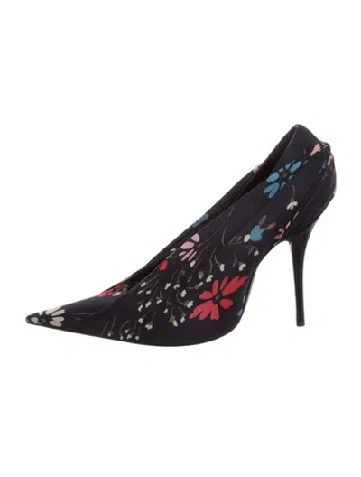 Pre-owned Balenciaga Floral Print Pumps In Blue