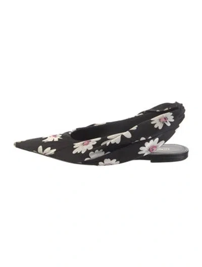 Pre-owned Balenciaga Floral Print Slingback Flats In Black