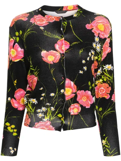 BALENCIAGA FLORAL-PRINT WOOL CARDIGAN