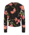 Balenciaga Floral-print Wool Cardigan In Black