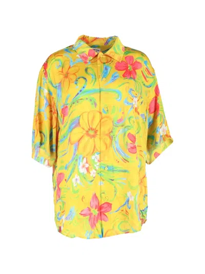 Pre-owned Balenciaga Floral-printed Shirt In Yellow