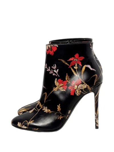 Balenciaga Floral-detail Leather Boots In Multi